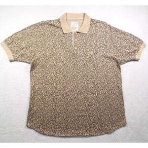 Vintage Axis Shirt Mens XL Beige Polo Abstract Print Short Sleeve USA 90s